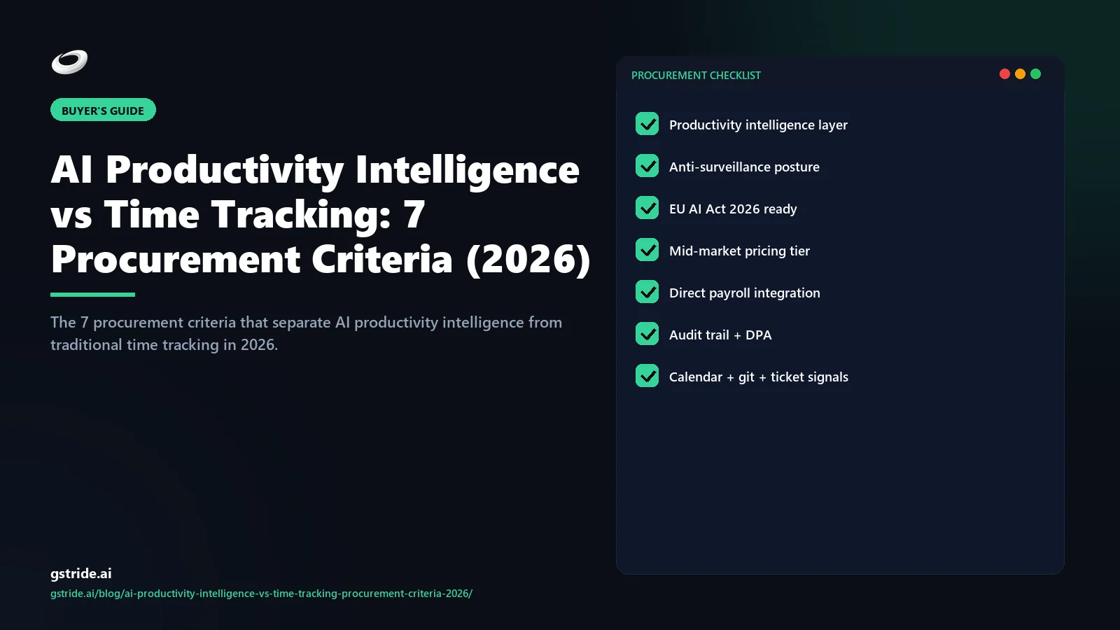 AI Productivity Intelligence vs Time Tracking — 7 procurement criteria for 2026 RFPs — gStride AI