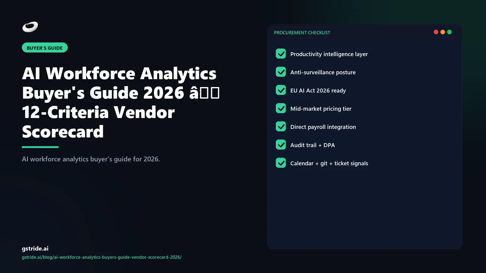 AI workforce analytics buyer's guide and 12-criteria vendor scorecard for 2026, gStride AI