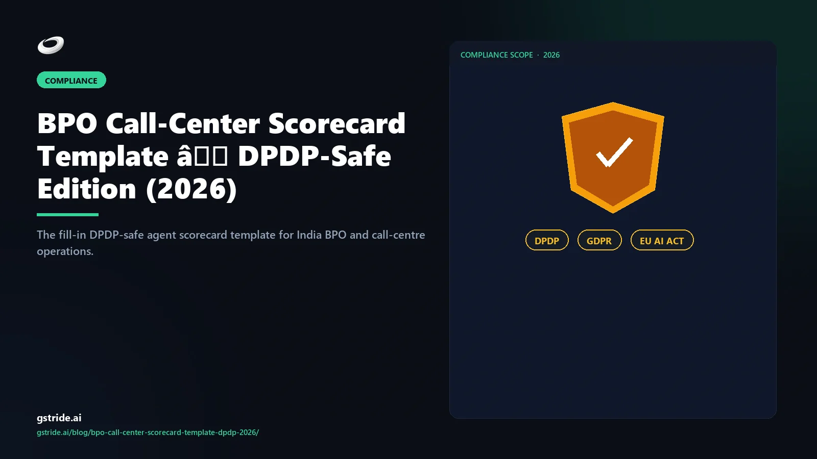 BPO Call-Center Scorecard Template — DPDP-Safe Edition (2026) — gStride AI