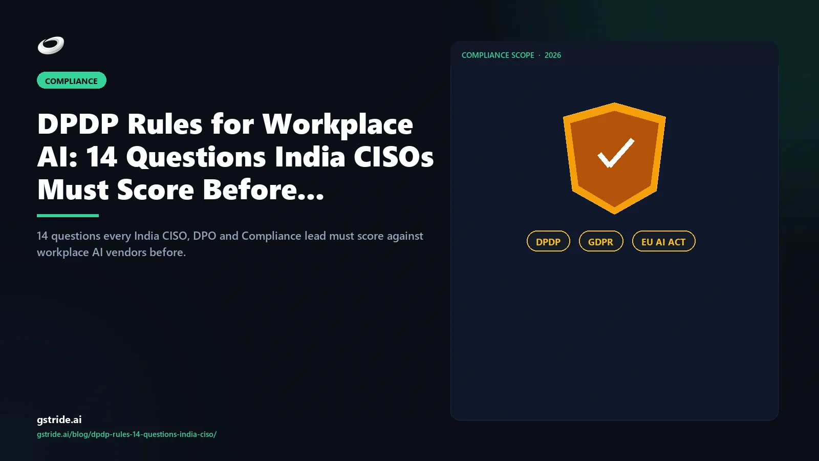 DPDP Rules for Workplace AI: 14 Questions India CISOs Must Score Before Notification — gStride AI
