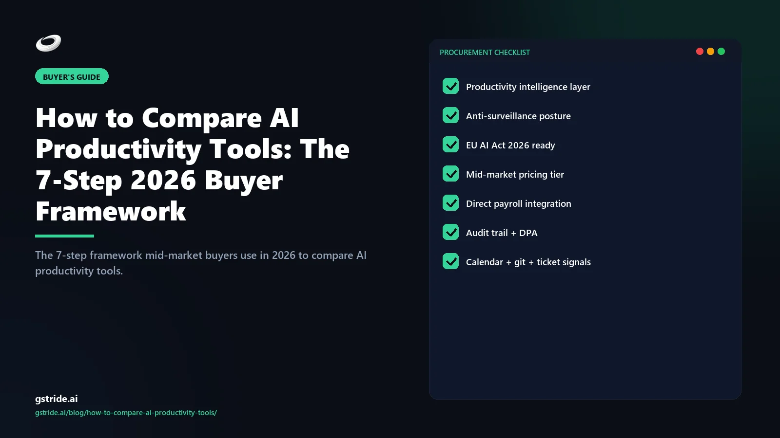 How to Compare AI Productivity Tools: The 7-Step 2026 Buyer Framework: on gStride AI — the 2026 productivity intelligence buyer framework