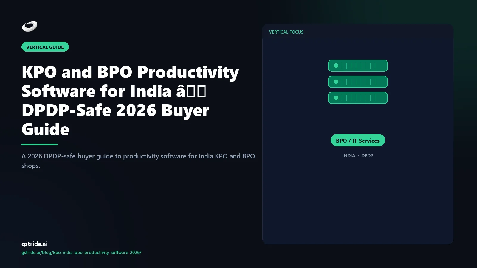 KPO and BPO Productivity Software for India — DPDP-Safe 2026 Buyer Guide — gStride AI