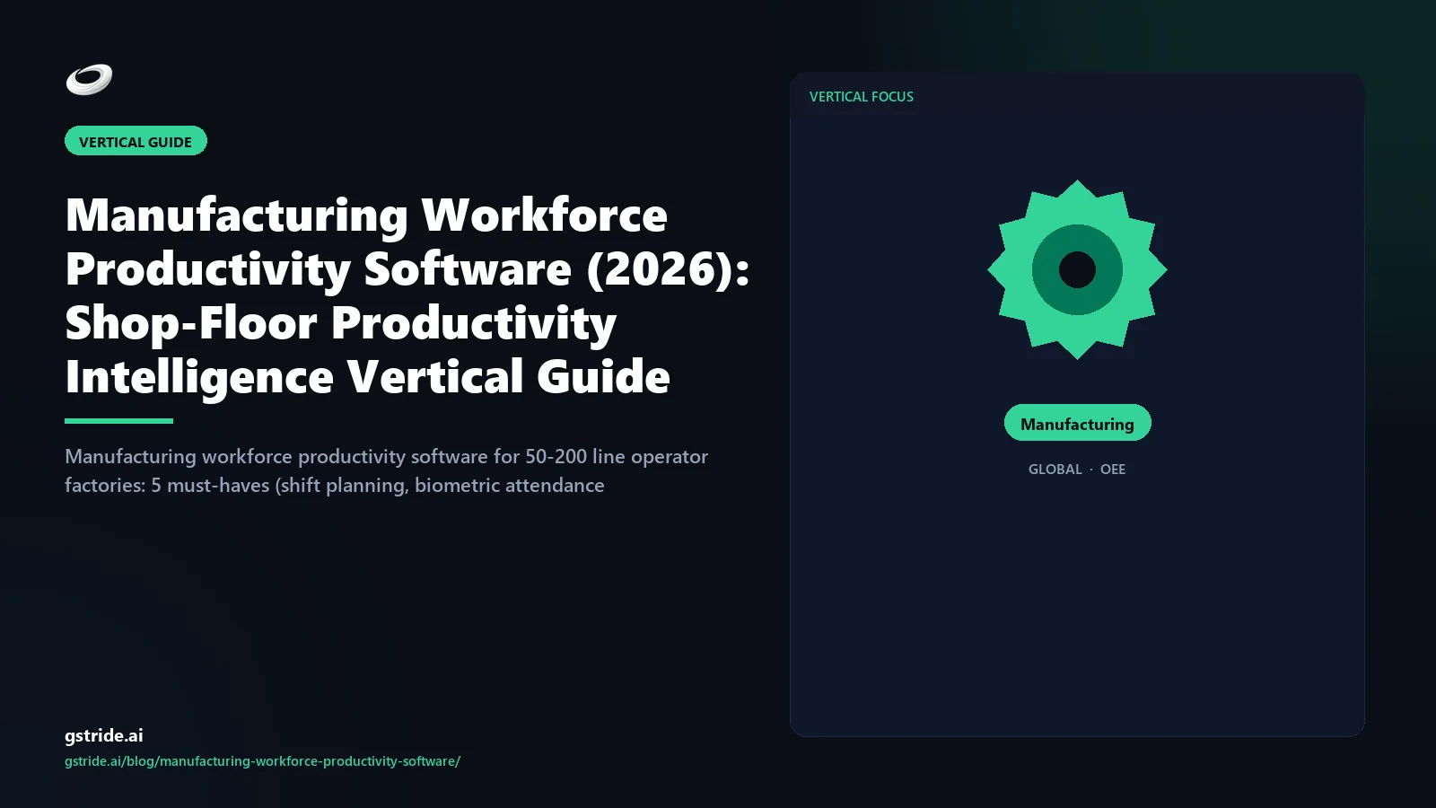 Manufacturing Workforce Productivity Software (2026): Shop-Floor Productivity Intelligence Vertical Guide: on gStride AI — vertical-specific productivity intelligence guidance